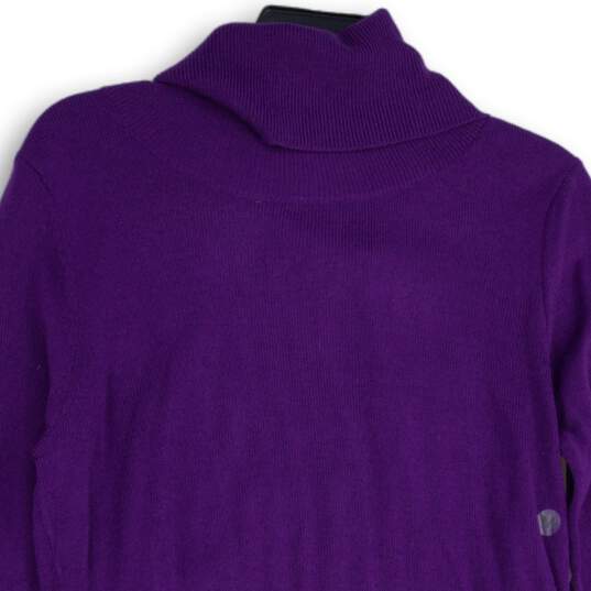 NWT New York & Company Womens Purple Knitted Turtleneck Pullover Sweater Size M image number 4