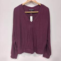 White House Black Market Women's Purple V-Neck Pullover Sweater Size XL NWT