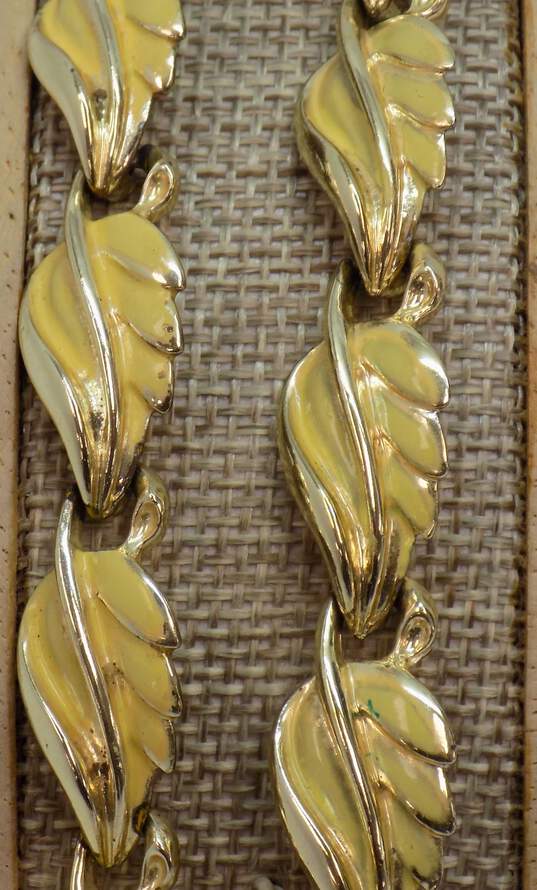 Vintage Coro Goldtone Yellow Enamel Leaf Linked Chain Necklace & Bracelet Set 53.7g image number 6
