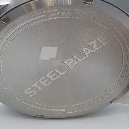Steel Blaze 46mm Case Men's Pilot Stainless Steel Quartz Watch image number 8