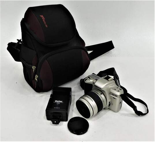 Pentax ZX-60 SLR 35mm Film Camera W/ Lens Flash & Case image number 1