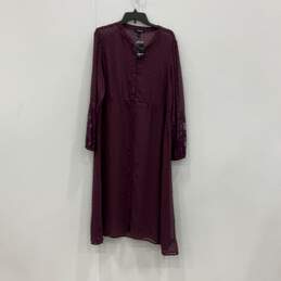 NWT Womens Purple Sheer Long Sleeve Front Slit Kimono Shirt Dress Size 1X
