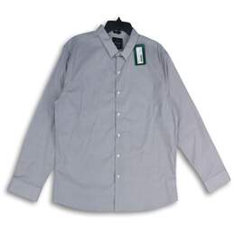 NWT 01.Algo Mens White Geometric Print Long Sleeve Button-Up Shirt Size XL