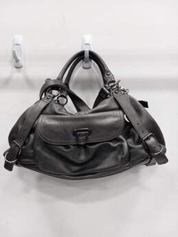 Audrey Brooke, Pebbled Grain Pattern Gray Leather Shoulder Handbag