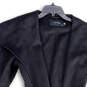 Womens Black Long Sleeve Waist Belted Shawl Collar Overcoat Size Large image number 3