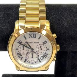 Designer Michael Kors Cooper MK-5916 Gold-Tone Round Dial Analog Wristwatch