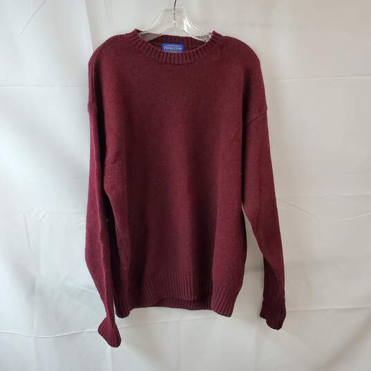 Large Size Maroon Color Long Sleeve Wool Sweater image number 1