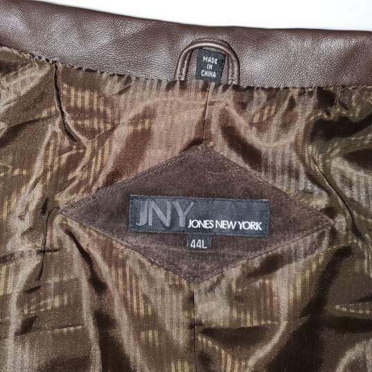 JNY Jones New York Brown Lamb Skin Button Up Blazer Jacket NWT Size 44L image number 3