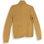Womens Beige Cable-Knit Mock Neck Long Sleeve Full-Zip Sweater Size L image number 2