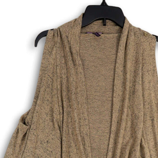 NWT Womens Brown Knitted Sleeveless Open Front Cardigan Sweater Size XL image number 3