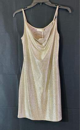 NWT Ramy Brook New York Womens Gold Sleeveless Pullover Mini Dress Size X-Small