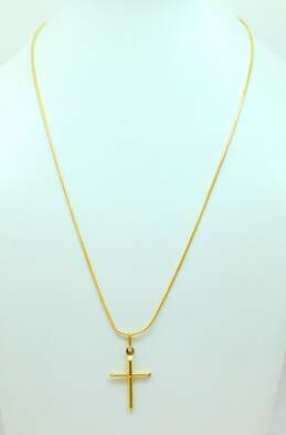14K Yellow Gold Cross Pendant Necklace 5.1g