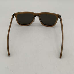 Unisex Brown Wooden Full-Rim Frame Black Lens Classic Square Sunglasses alternative image