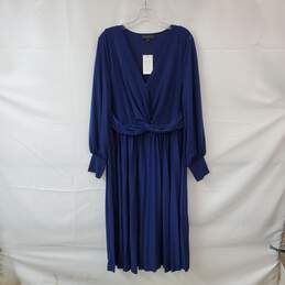 Eloquii Navy Blue Faux Wrap Pleated Dress WM Size 16 NWT