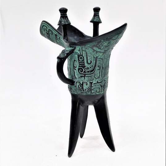 Vintage Bronze Ritual Jue Wine Vessel Cup image number 3