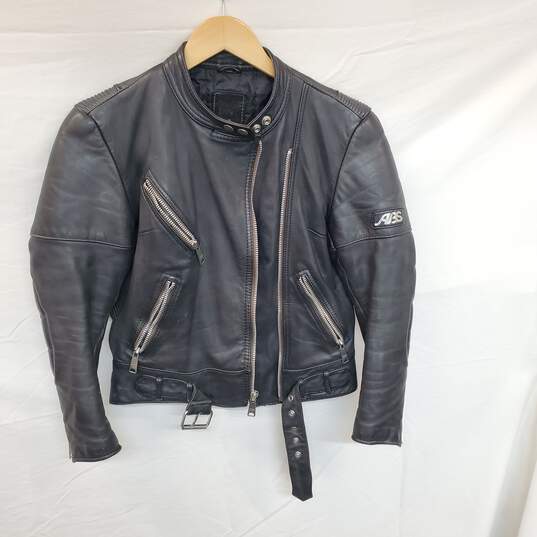 VTG. Wm ABS Distressed Leather Jacket Sz 38 image number 1