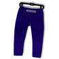 Womens Blue Flat Front Elastic Waist Pull-On Activewear Capri Leggings Size S image number 2