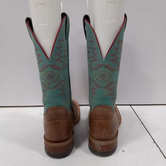 Justin Men's Brown and Teal Leather Boots Size 8 image number 3