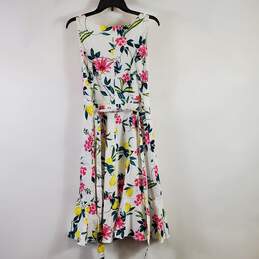 Talbots Women White Floral/Fruit Print Dress Sz10P NWT