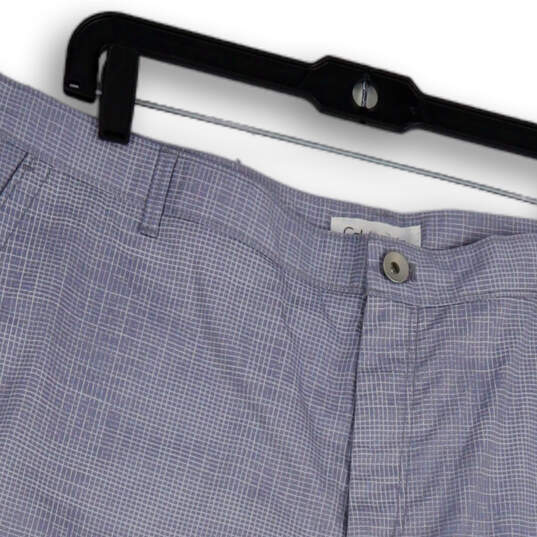 NWT Mens Gray Plaid Slash Pockets Flat Front Chino Shorts Size 38 image number 3