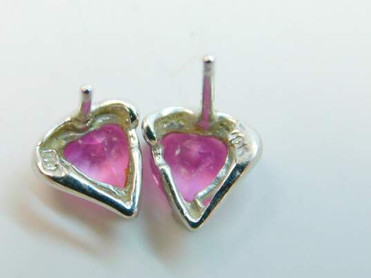 10K White Gold Heart Ruby Stud Earrings 1.0g image number 4