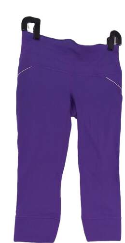 Womens Purple Elastic Waist Straight Leg Workout Capri Pants Size Small