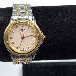 Designer Esq Swiss Made 100384a Two Tone Round Quartz Analog Wristwatch
