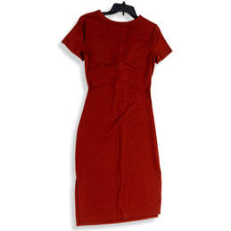NWT Womens Red Short Sleeve Round Neck Front Knot Shift Dress Size M alternative image