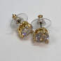 Designer Kate Spade Gold-Tone Clear Crystal Cut Stone Stud Earrings image number 3