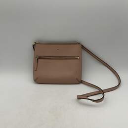 Womens Pink Leather Adjustable Strap Outer Pockets Zip Lock Crossbody Bag alternative image