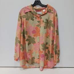 Women’s First Issue by Liz Claiborne Floral Long-Sleeve Sheer Blouse Sz 2