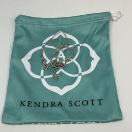 Designer Kendra Scott Silver-Tone Druzy Pendant Necklace With Dust Bag