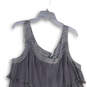 NWT Womens Black Ruffle Round Neck Sleeveless Back Zip Mini Dress Size 20 image number 3