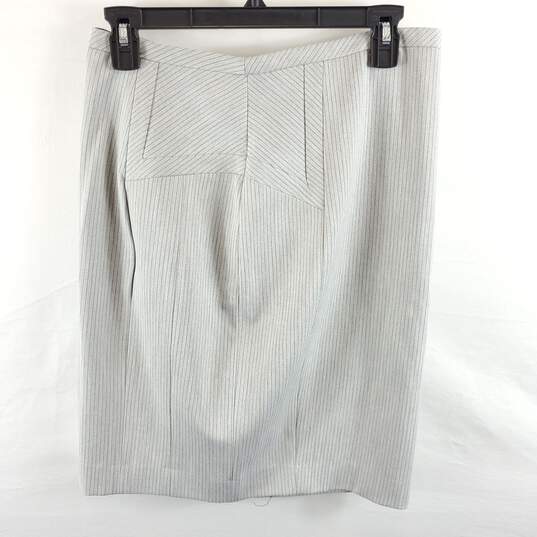 Express Women Grey Stripe Pencil Mid Skirt Sz 6 NWT image number 1