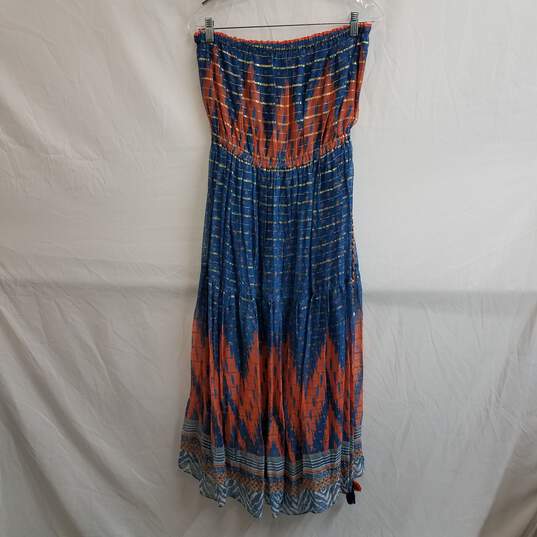 Anthropologie Nora strapless metallic thread maxi dress 12 petite nwt image number 4