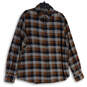 Mens Blue Brown Check Collared Long Sleeve Button-Up Shirt Size XL image number 1