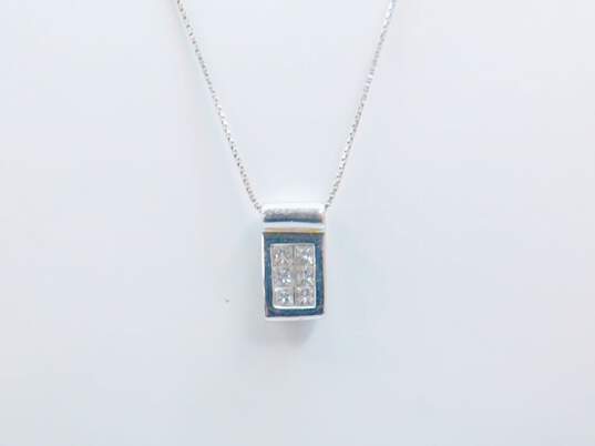 14K White Gold 0.36 CTTW Princess Cut Diamond Pendant Necklace 3.0g image number 2