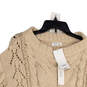 NWT Womens Beige Round Neck 3/4 Sleeve Pullover Sweater Size S image number 1