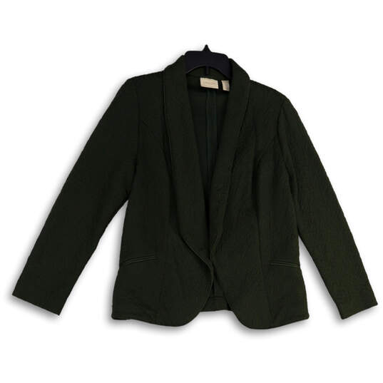Womens Green Faux Leather Textured Long Sleeve Open Front Blazer Size 1 image number 1