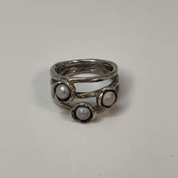 Designer Pandora 925 ALE Sterling Silver Bloom Flower Pearl Band Ring alternative image