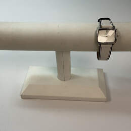 Designer Skagen 330SSLWB Silver-Tone Leather Strap Square Analog Wristwatch