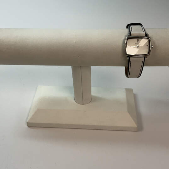 Designer Skagen 330SSLWB Silver-Tone Leather Strap Square Analog Wristwatch image number 1