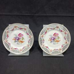 2 Bavarian Saucer Plates w/ Floral Design