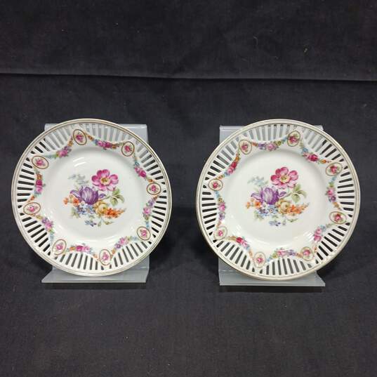 2 Bavarian Saucer Plates w/ Floral Design image number 1