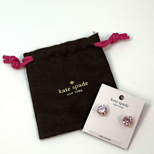 Designer Kate Spade Gold-Tone Rise Shine Crystal Stud Earrings W/ Dust Bag image number 1