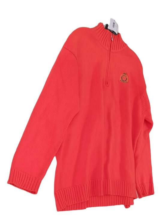 Ralph Lauren Mens Orange Long Sleeve Mock Neck Zip Pullover Sweater Size XL image number 2