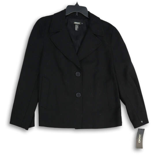 NWT Womens Black Notch Lapel Single Breasted Two Button Blazer Size 10 image number 1