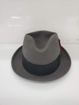Men Size-7 Stetson FELT HAT With Red feather Used (gray)