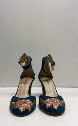 Sundance Floral Suede Embroidered Ankle Strap Heels Shoes Size 37 alternative image