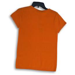 NWT Cashmere Womens Orange Ribbed Short Sleeve Round Neck Pullover T-Shirt Sz S alternative image
